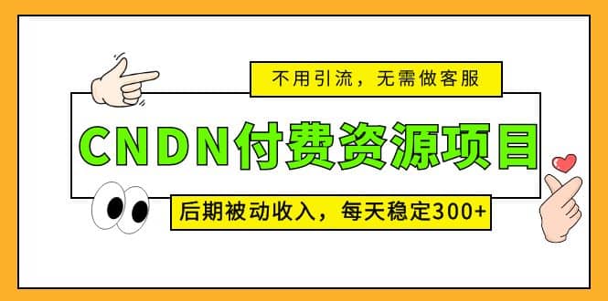 CNDN付费资源项目，不用引流，无需做客服，后期被动收入-上品源码网