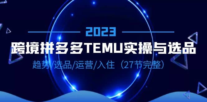 2023跨境·拼多多·TEMU实操与选品，趋势·选品·运营·入住（27节完整）-上品源码网